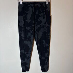 Sweaty Betty Power Full Length Leggings Black Grey Tie Dye Pockets US 10